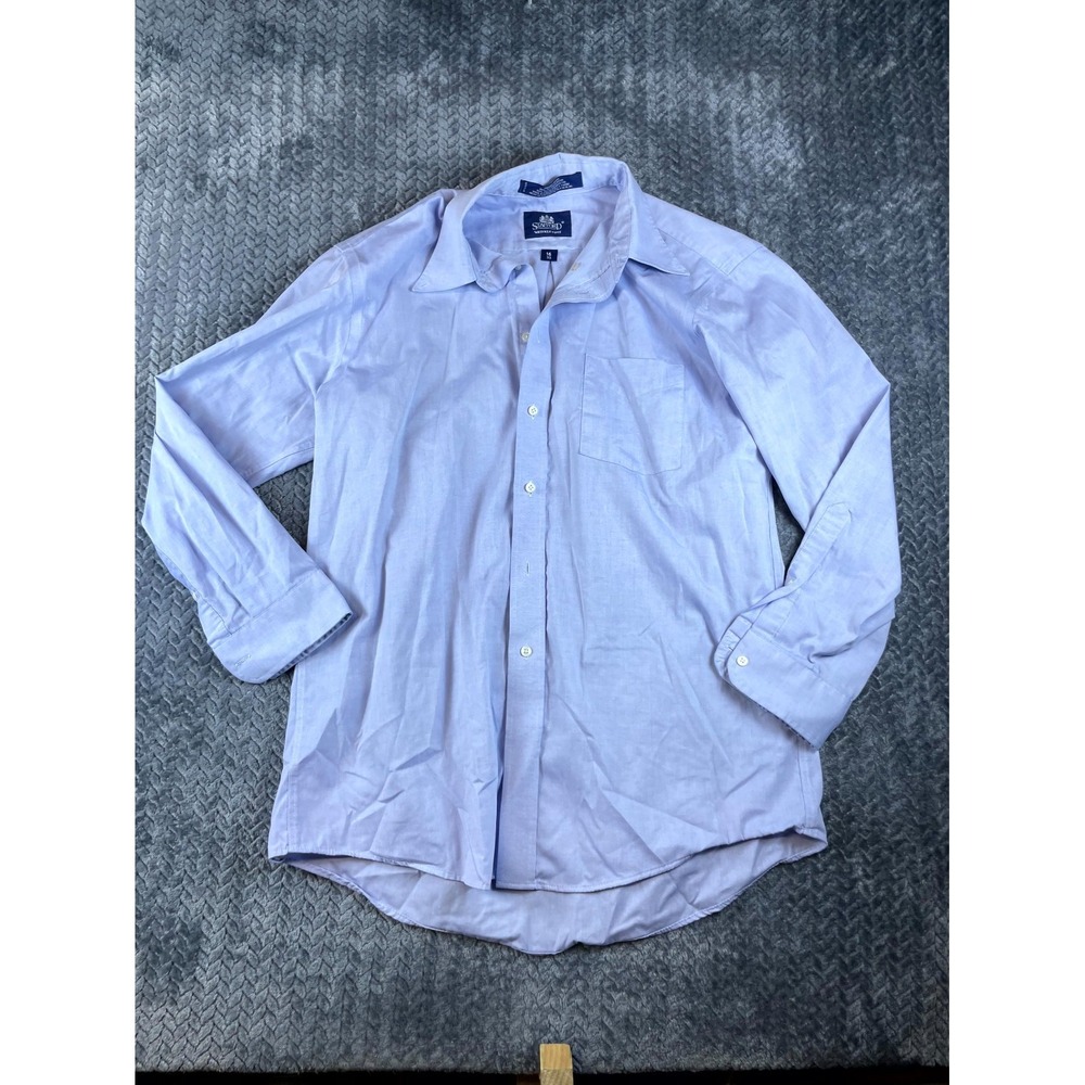 Stafford Dress Shirt Mens 16 Blue Pinpoint Oxford Wrinkle Free Career Formal